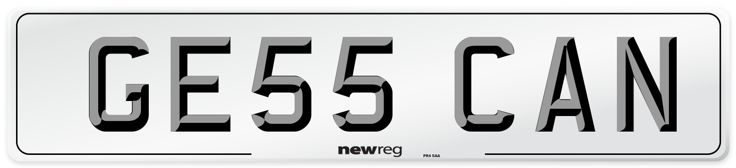 GE55 CAN Number Plate from New Reg